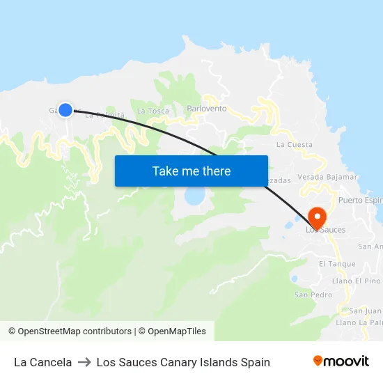 La Cancela to Los Sauces Canary Islands Spain map