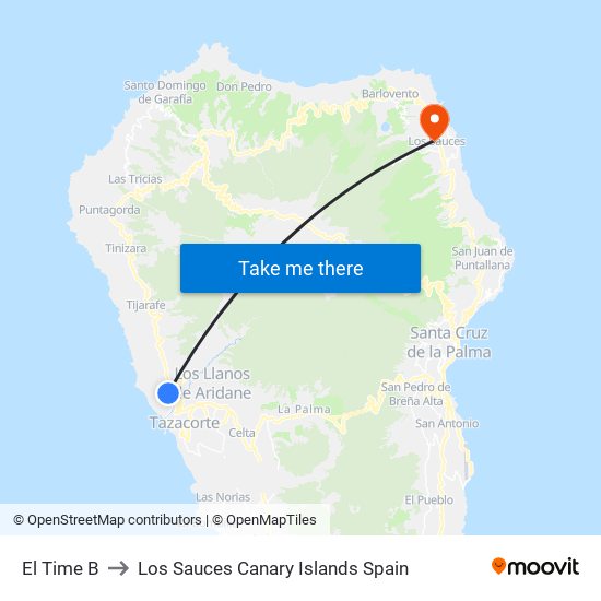 El Time B to Los Sauces Canary Islands Spain map