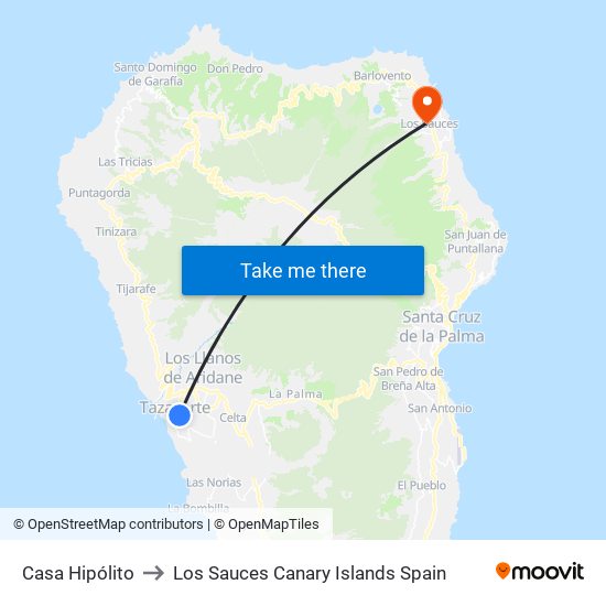 Casa Hipólito to Los Sauces Canary Islands Spain map
