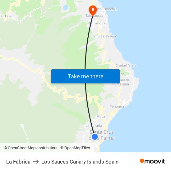 La Fábrica to Los Sauces Canary Islands Spain map