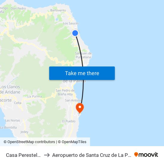 Casa Perestelo B to Aeropuerto de Santa Cruz de La Palma map