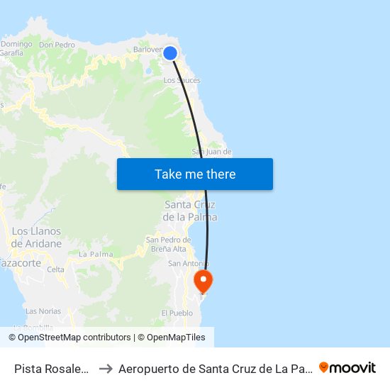 Pista Rosales A to Aeropuerto de Santa Cruz de La Palma map