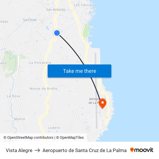 Vista Alegre to Aeropuerto de Santa Cruz de La Palma map