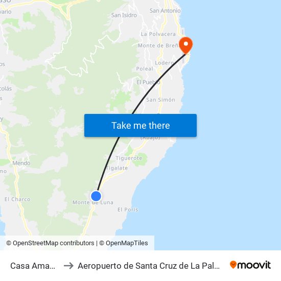 Casa Amado to Aeropuerto de Santa Cruz de La Palma map