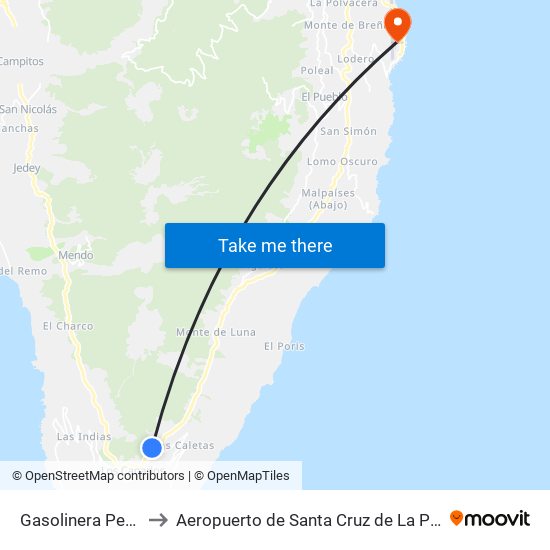 Gasolinera Pecan to Aeropuerto de Santa Cruz de La Palma map