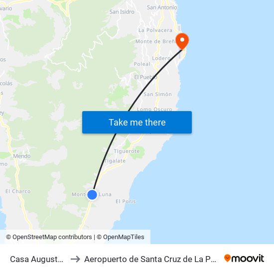 Casa Augusto B to Aeropuerto de Santa Cruz de La Palma map