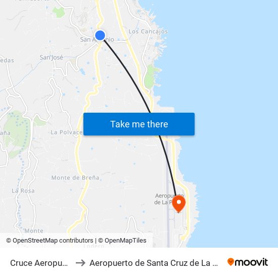 Cruce Aeropuerto to Aeropuerto de Santa Cruz de La Palma map