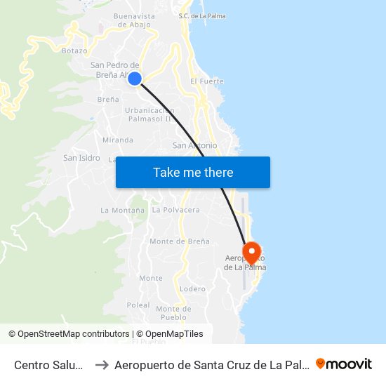 Centro Salud B to Aeropuerto de Santa Cruz de La Palma map
