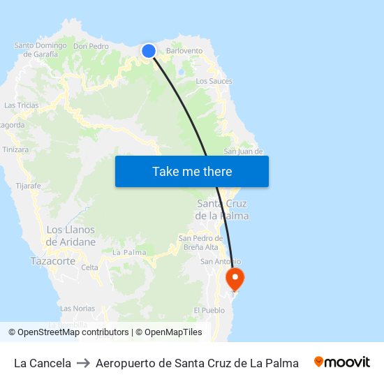 La Cancela to Aeropuerto de Santa Cruz de La Palma map