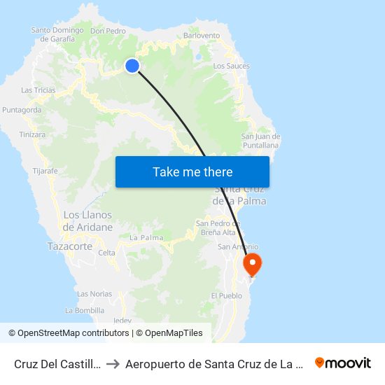 Cruz Del Castillo B to Aeropuerto de Santa Cruz de La Palma map