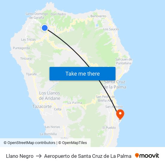 Llano Negro to Aeropuerto de Santa Cruz de La Palma map