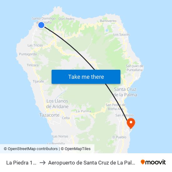 La Piedra 1 B to Aeropuerto de Santa Cruz de La Palma map