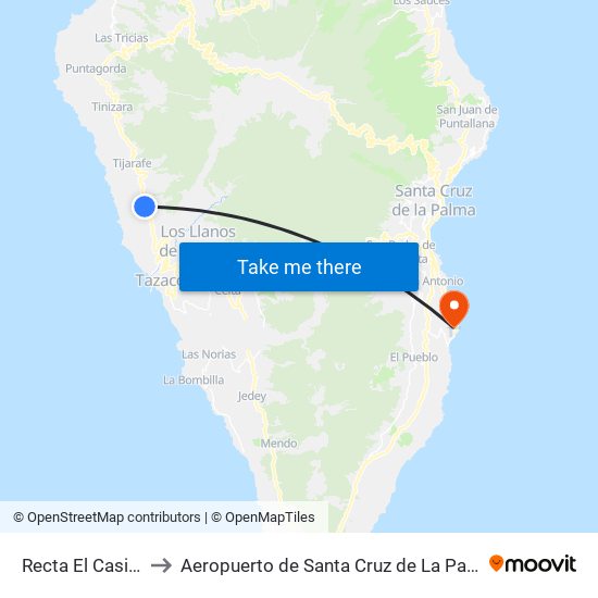 Recta El Casino to Aeropuerto de Santa Cruz de La Palma map