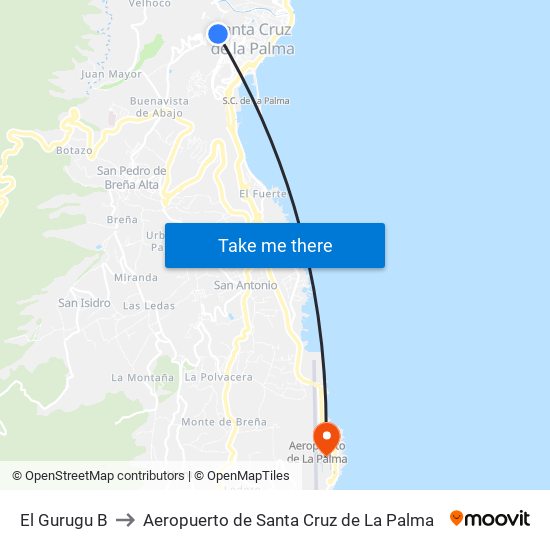 El Gurugu to Aeropuerto de Santa Cruz de La Palma map