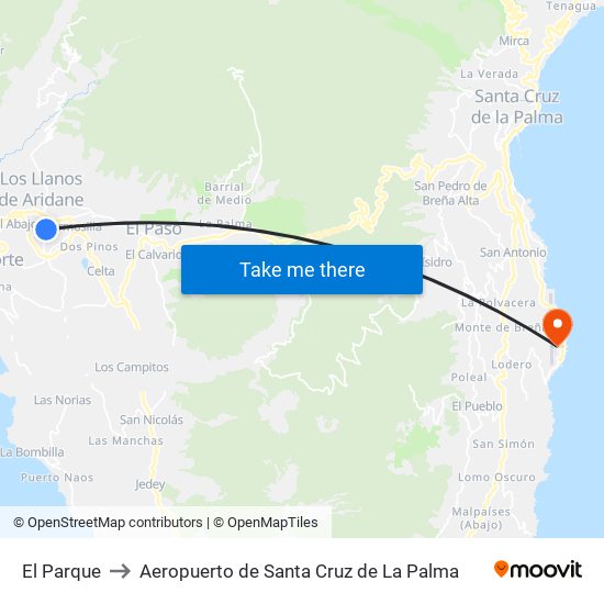 El Parque to Aeropuerto de Santa Cruz de La Palma map