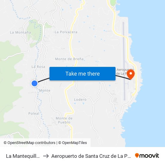 La Mantequillera to Aeropuerto de Santa Cruz de La Palma map