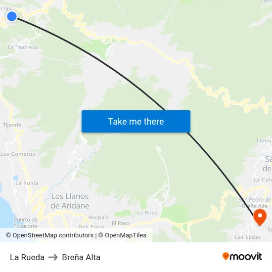 La Rueda to Breña Alta map