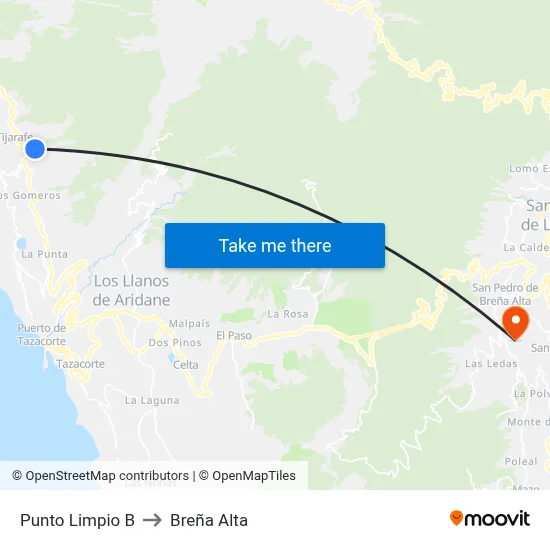 Punto Limpio B to Breña Alta map