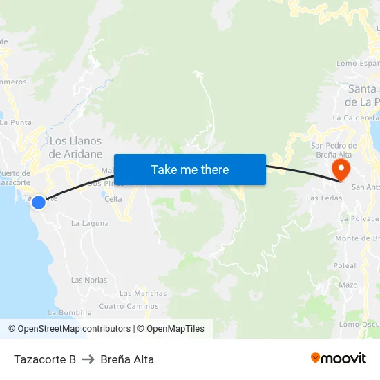 Tazacorte B to Breña Alta map