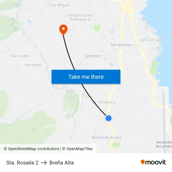 Sta. Rosalía 2 to Breña Alta map