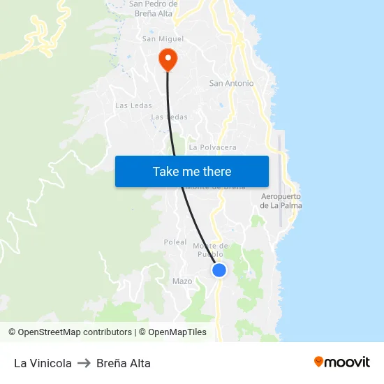 La Vinicola to Breña Alta map