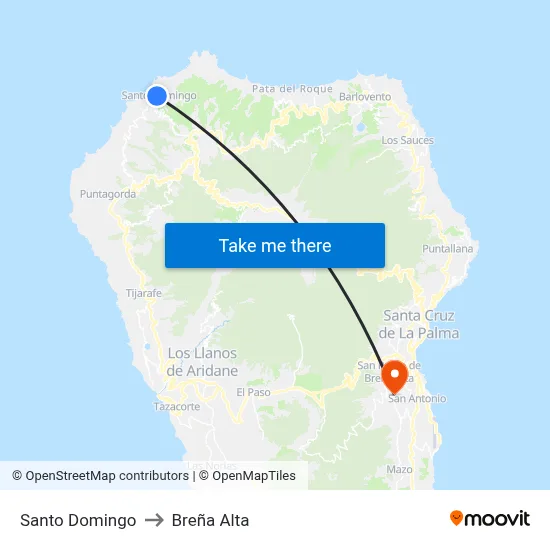 Santo Domingo to Breña Alta map