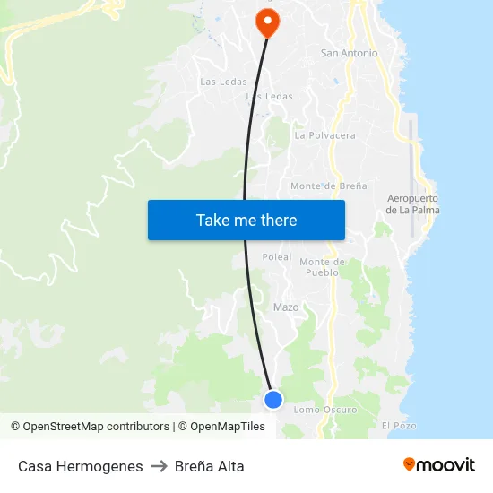 Casa Hermogenes to Breña Alta map