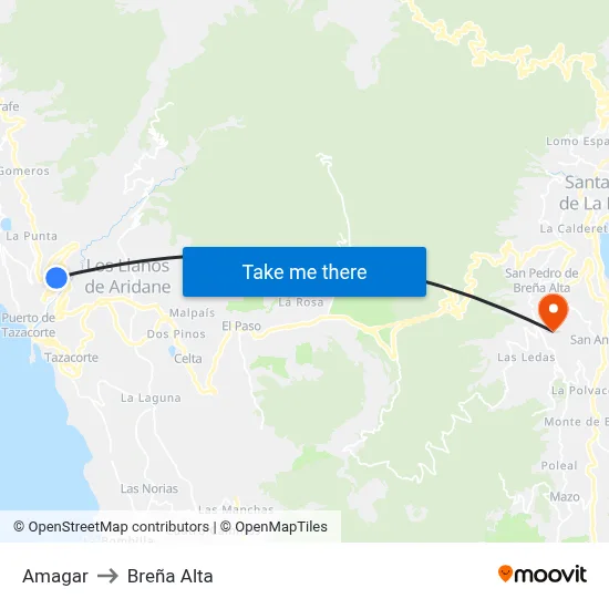 Amagar to Breña Alta map