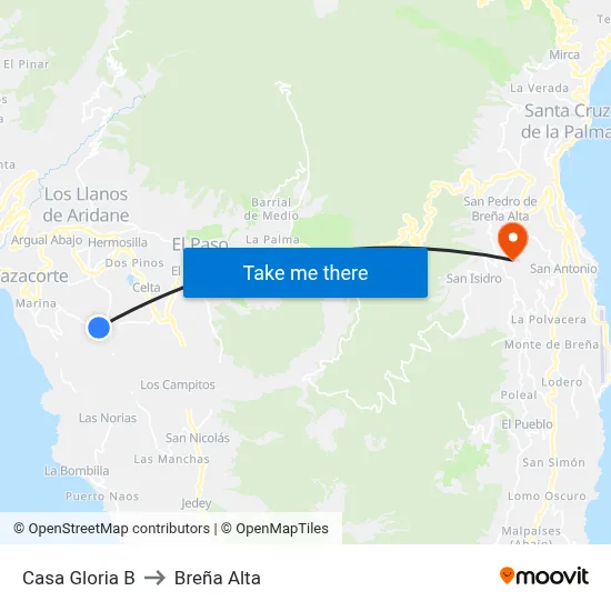 Casa Gloria B to Breña Alta map