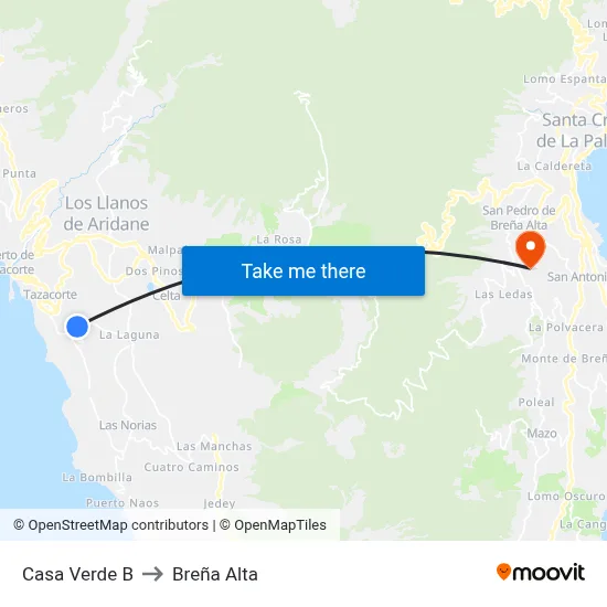 Casa Verde B to Breña Alta map