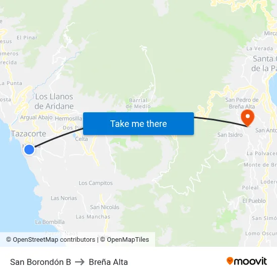 San Borondón B to Breña Alta map