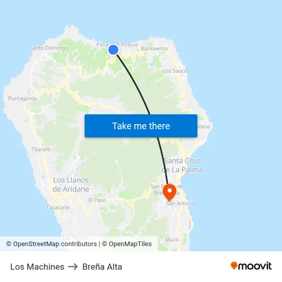 Los Machines to Breña Alta map