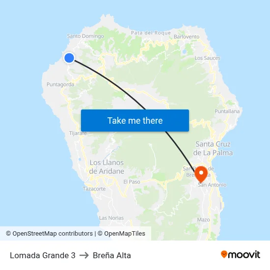 Lomada Grande 3 to Breña Alta map