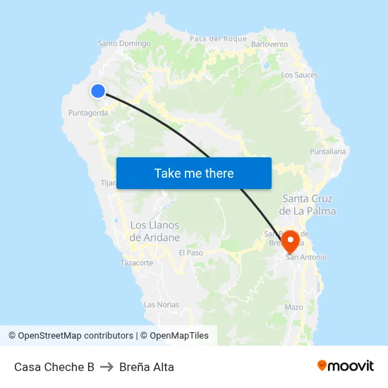Casa Cheche B to Breña Alta map