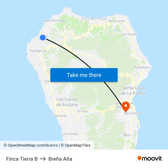 Finca Tierra B to Breña Alta map