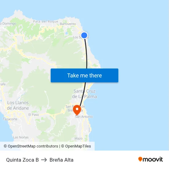 Quinta Zoca B to Breña Alta map