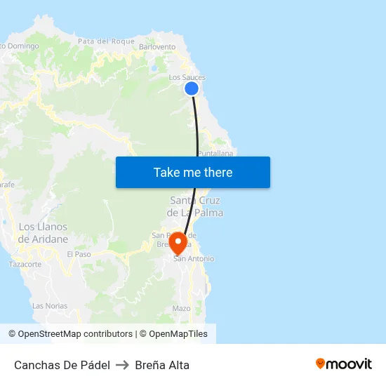Canchas De Pádel to Breña Alta map