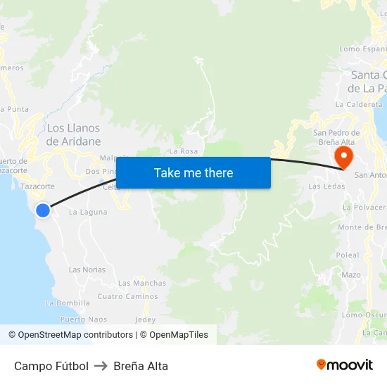 Campo Fútbol to Breña Alta map