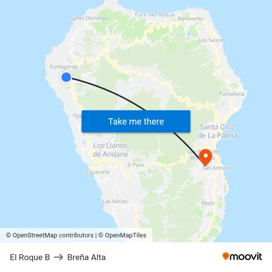 El Roque B to Breña Alta map