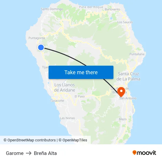 Garome to Breña Alta map