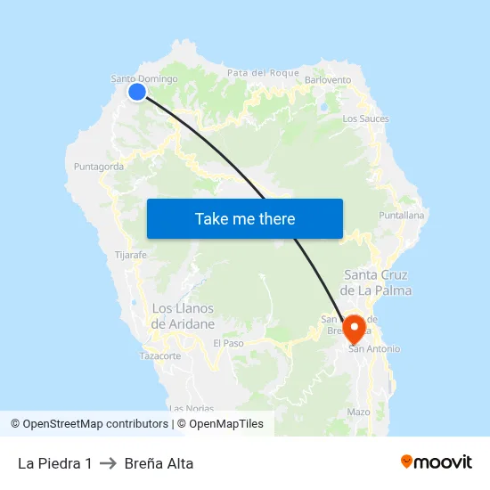La Piedra 1 to Breña Alta map