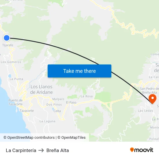 La Carpintería to Breña Alta map