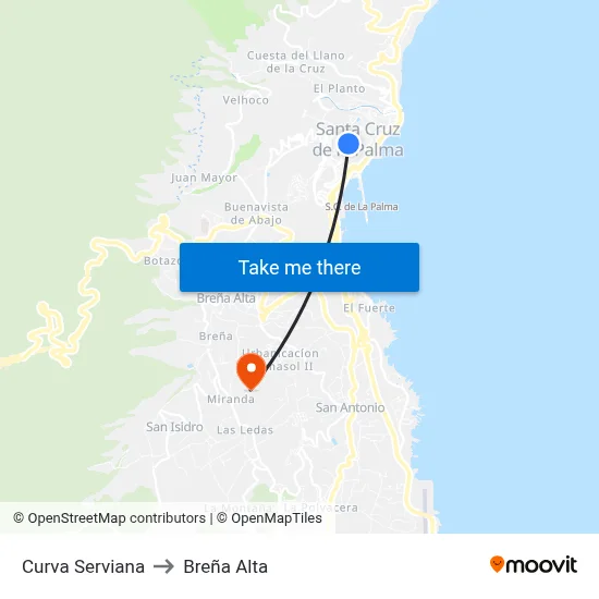 Curva Serviana to Breña Alta map