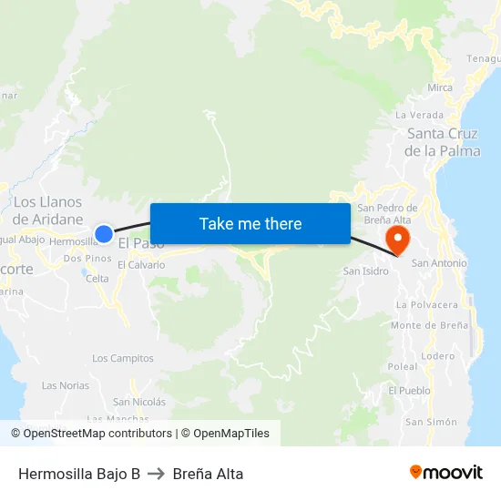 Hermosilla Bajo B to Breña Alta map