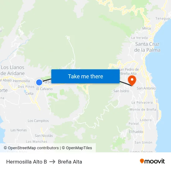 Hermosilla Alto B to Breña Alta map