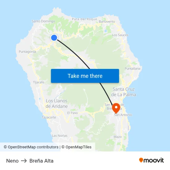 Neno to Breña Alta map