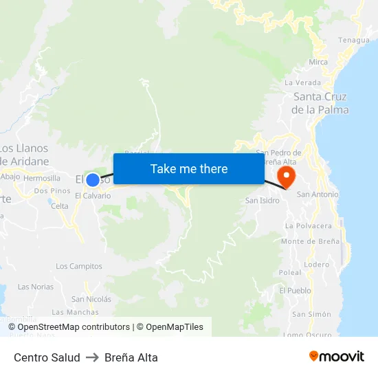 Centro Salud to Breña Alta map