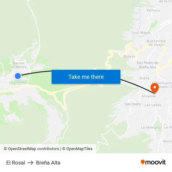 El Rosal to Breña Alta map
