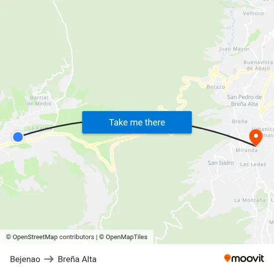 Bejenao to Breña Alta map