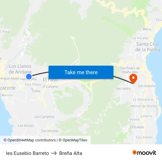 Ies Eusebio Barreto to Breña Alta map